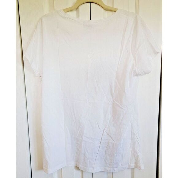 Ellen‎ Tracy L Women's T-Shirt Tee Top Shirt Cat Meow Magazine Cover White - Picture 2 of 4